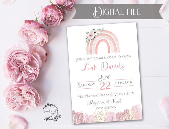 Boho Rainbow Baby Shower Invitation - Printable Invitations, Digital File Il_570xn