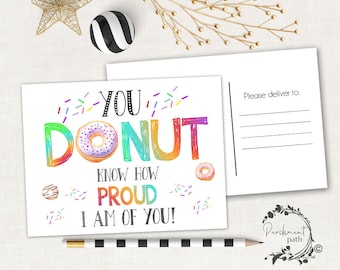 Proud of You Donut Postcard - Teacher Note, Student Happy Mail