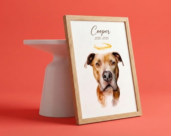 Custom Dog Memorial Heaven Artwork from Photo, Canvas Keepsake, Digital Rainbow Bridge Dog