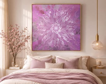 Blush Abstract Wall Art Printable, Soft Pink Digital Download, Modern Floral Mandala Art, Bedroom Calm Decor, Feminine Art Unfolding Blush