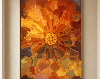 Golden Abstract Wall Art, Warm Amber Floral Print, Modern Neutral Home Decor, Digital Download Art Print, Held in Gold