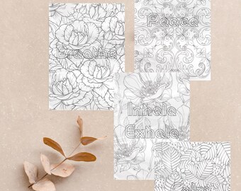 Mindful Colouring Pages | Calm Printable Art Set | Adult Colouring Sheets | Instant PDF Download