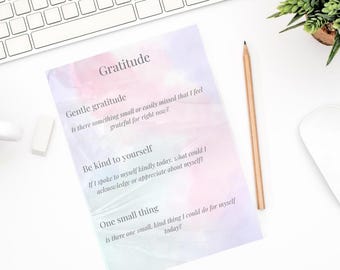 Gratitude Printable | Gentle One Page Reflection Sheet | Mindful Wellbeing Printable | Instant PDF Download