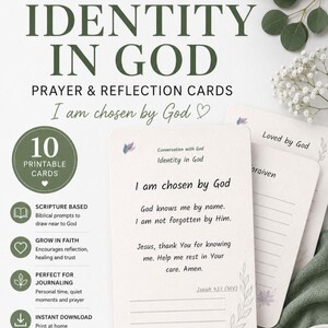 Identity in God Reflection Cards, Prayer Cards PDF, Scripture Cards, Identity in Christ, Bible Study Printable, Christian Devotional