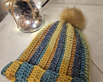 Rainbow Winter Beanie - Crochet Hat With Stripes - Ready to  display picture 1