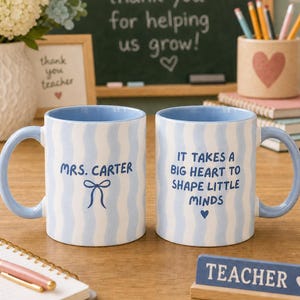 Tazza da caffè personalizzata per insegnanti, tazza a righe per ringraziare gli insegnanti, tazza "Non dimenticare mai la differenza che fai", regalo di ringraziamento per insegnanti, nome personalizzato