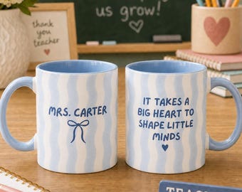Personalisierte Lehrer-Kaffeetasse Lehrer Wertschätzung Gestreifte Tasse Vergessen Sie nie den Unterschied, den Sie Tasse machen Danke Lehrer Geschenk Individueller Name