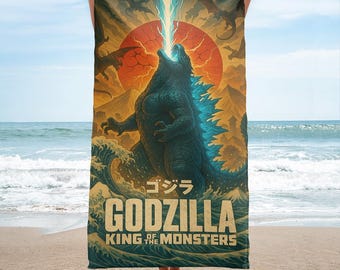 ゴジラビーチタオル、日本の怪獣バスタオル、怪獣王プールタオル、レトロな怪獣アートギフト、夏の旅行用タオル