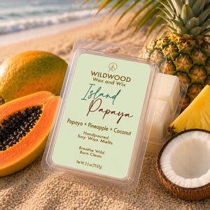 Island Papaya Wax Melts | Papaya Pineapple Coconut | Strong Scented Tarts | Tropical Paradise | Summer Home Fragrance