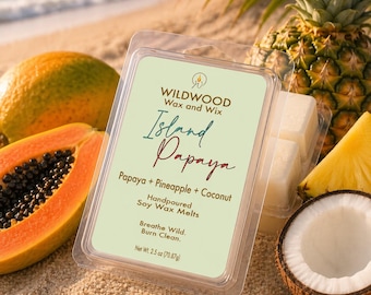 Island Papaya Wax Melts | Papaya Pineapple Coconut | Strong Scented Tarts | Tropical Paradise | Summer Home Fragrance