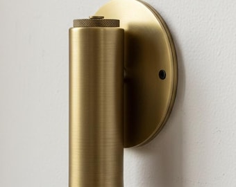 Mid Century Cylindrical Downlight Wall Sconce, 1950s Italian Style Brass Light Fixture