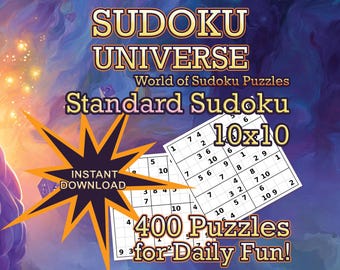 10x10 Sudoku Book | 400 Easy to Expert Puzzles (PDF Download)