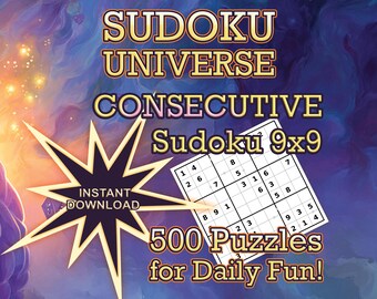 Consecutive Sudoku Book - 500 Printable Puzzles | 9x9 Grid Easy to Expert + Solutions