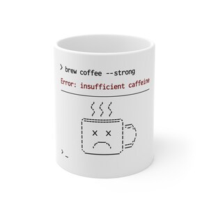 Tasse insuffisante de caféine d'erreur | Mug drôle de Zazzle.be Liste d'envies Vous avez des idées ? tasse de programmeur | Tasse humoristique de codage | Cadeau développeur | Tasse à café humoristique informatique | Mug Geek