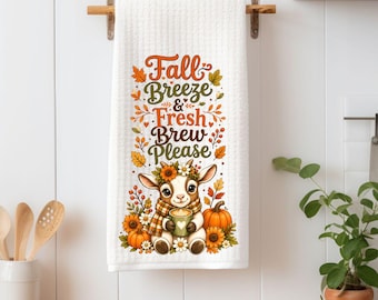 Fall Breeze Fresh Brew Please Kitchen Towel | Goat Fall Tea Towel
