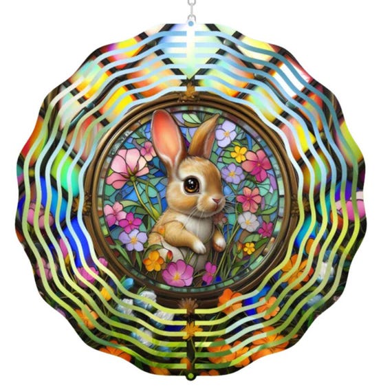 Small Easter Decor, Bunny Wind Spinner, Easter, Mom Gift