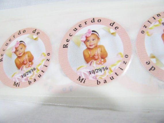 Personalized Baptism Favor Stickers in Spanish or English, Baptism, Dedication, Favor Sticker for Guests