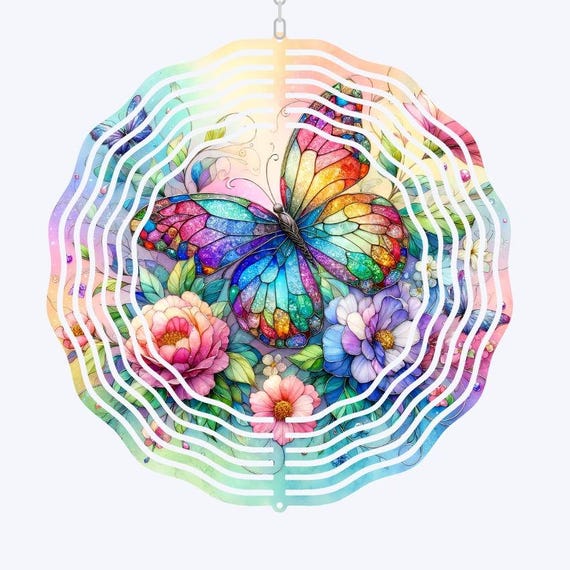 Rainbow Butterfly Wind Spinner, Butterfly Gift, 50th Birthday Gift for Women