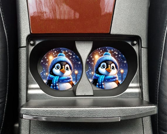Penguin Lover, Car Coaster, Car Accessories, Christmas, Stocking Stuffer, Friend Gift