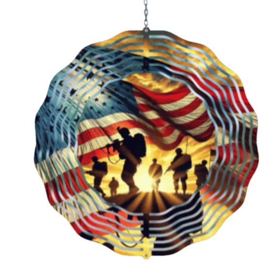 Patriotic Wind Spinner, Veteran, Fourth of July, Memorial Day, Veteran Day Gift