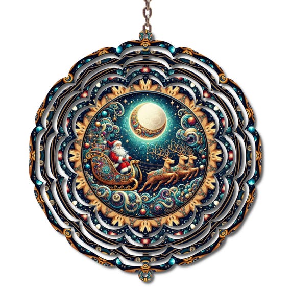 Christmas Decor, Christmas Eve, Santa Wind Spinner, Mom Gift