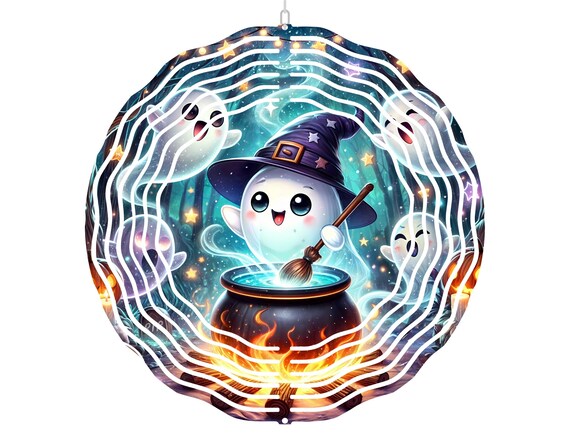 Halloween Decor, Wind Spinner, Spooky Season, Ghost, Witch, Halloween, Friend Gift