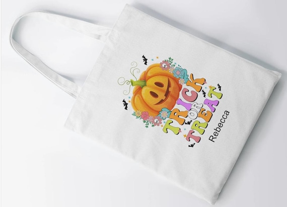 Personalized Trick or Treat Bag, Pumpkin Halloween Bag, Grandson Gift