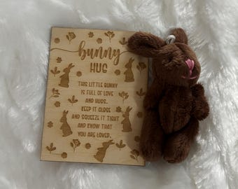 Tiny Bunny Hug Gift, Mini Plush Bunny with Poem Card, Pocket Hug Keepsake, Easter Basket Filler, Baby Shower