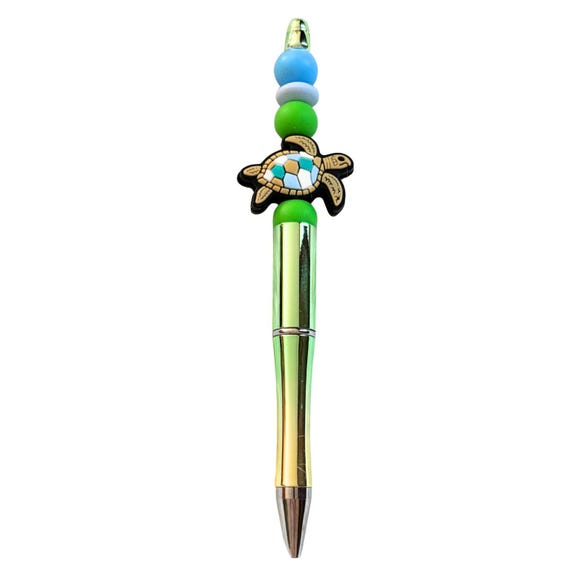 Ocean-Themed Beaded Pen, Sea Turtle, Beaded Pen, Christmas, Stocking Stuffer, Daughter Gift