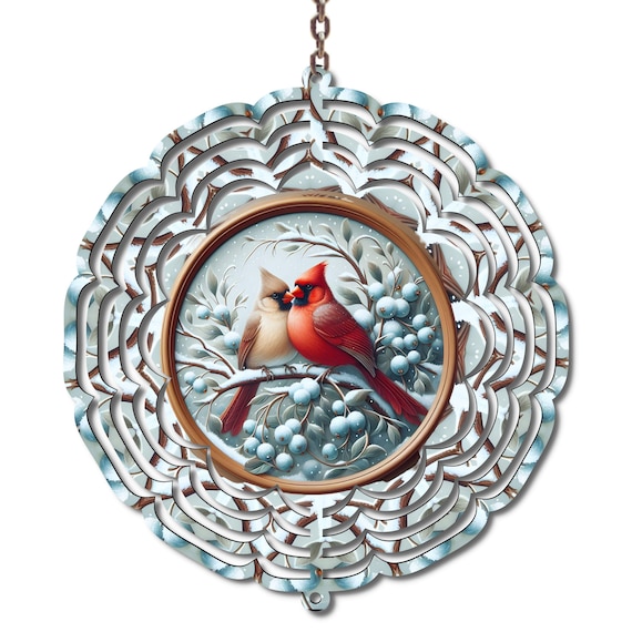 Metal Cardinal Wind Spinner, Christmas, Grandma Gift