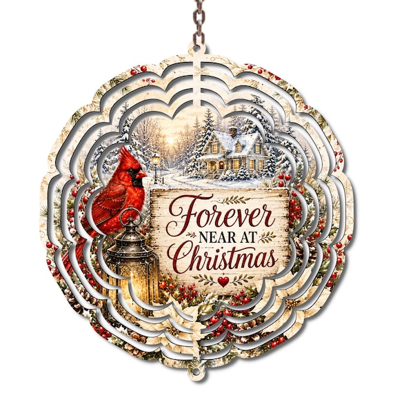 10-Inch Christmas Cardinal Wind Spinner: Forever Near at Christmas Memorial