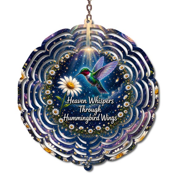 Hummingbird Wind Spinner, Celestial Garden Decor, Memorial Sympathy Gift