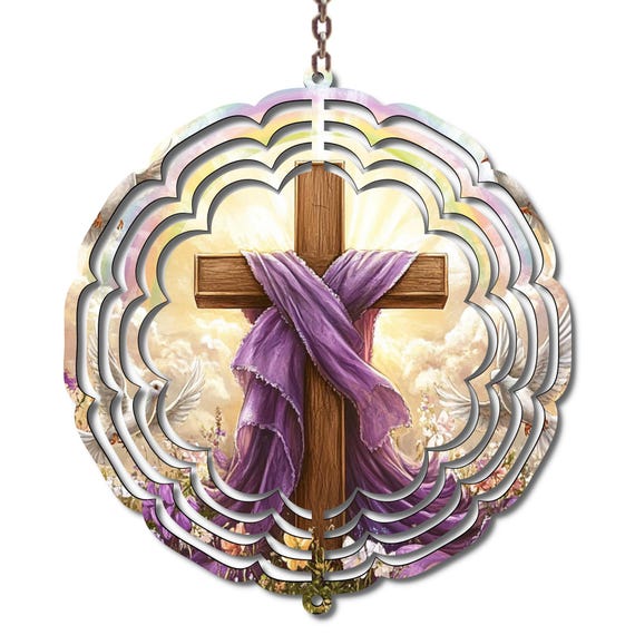 Easter Cross Wind Spinner, Easter Decor, Mom Gift