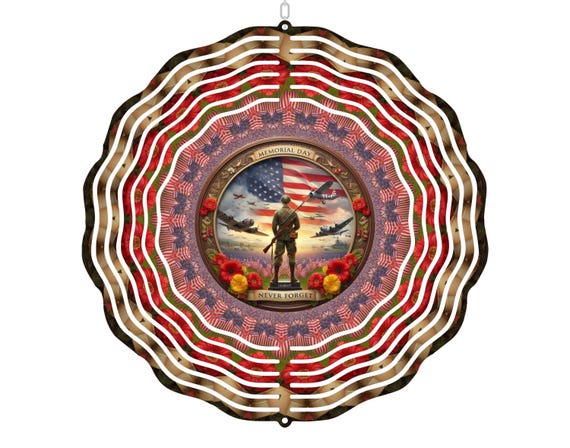 Memorial Day, Never Forget, Veteran Wind Spinner, Gift for Grandpa