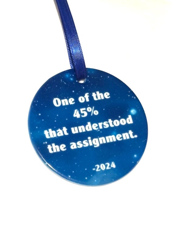 Kamala Ornament, 45 Percent, Understood the Assignment, Democrat, Christmas, Mom Gift