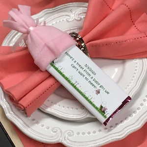 Baby Shower Favors. special Hershey bars with handmade hats. Super cute for baby shower image 2