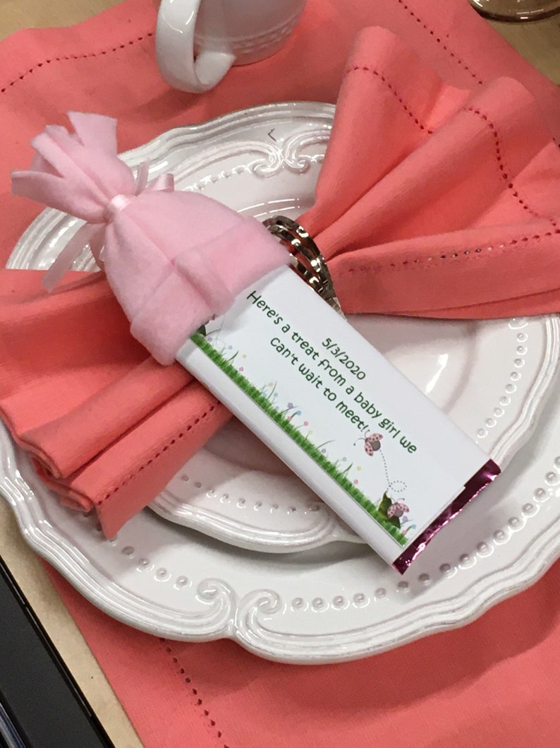 Baby Shower Favors. special Hershey bars with handmade hats. Super cute for baby shower image 2