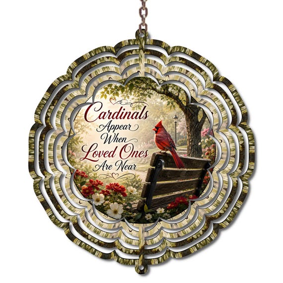 Cardinal Memorial Wind Spinner, Cardinals Appear When Loved Ones Are Near, Sympathy Gift, Remembrance Gift
