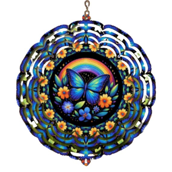 Blue Butterfly Wind Spinner, Summer Decor, Mother's Day, Mom Gift