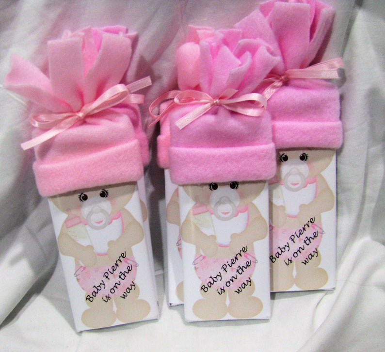 Baby Shower Favors. special Hershey bars with handmade hats. Super cute for baby shower image 3