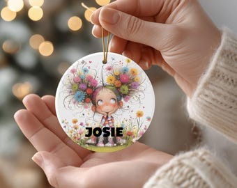 Personalized Girl Ornament, Custom Name Christmas Ornament, Personalized Kids Ornament, Granddaughter Gift, Daughter Christmas Gift
