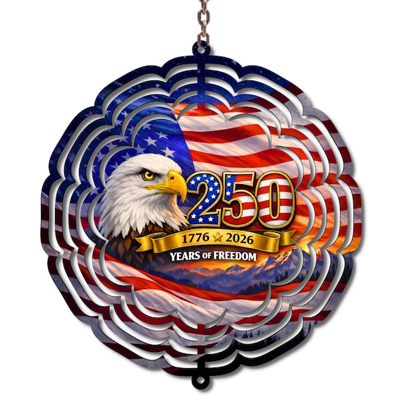 250 Years of Freedom Wind Spinner | 1776-2026 Patriotic Eagle Decor | American Flag Wind Spinner | USA Garden Decor