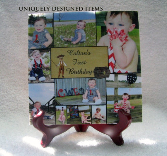Personalized Photo Collage Tile, Christmas, Mom Gift