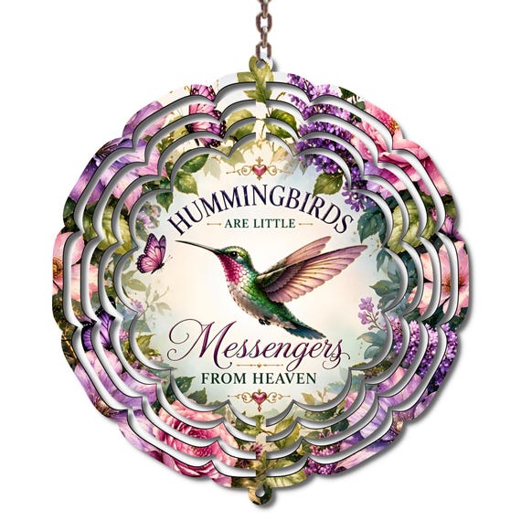 Hummingbird Wind Spinner | Hummingbirds Are Little Messengers From Heaven | Memorial Garden Decor | Sympathy Gift | Remembrance Gift