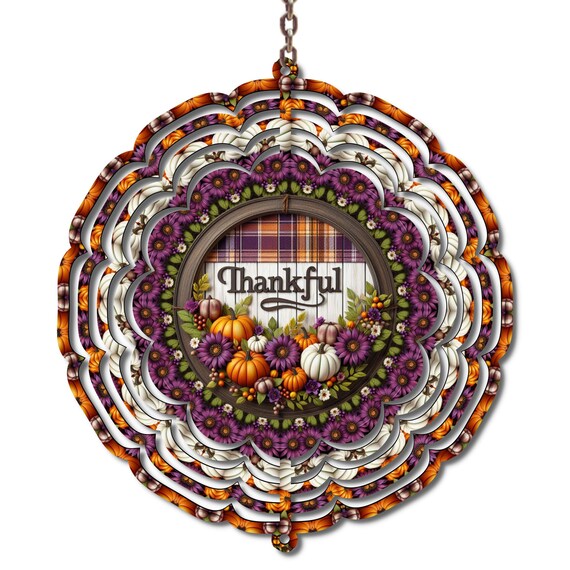 Thanksgiving Decor, Wind Spinner, Thankful, Mom Gift
