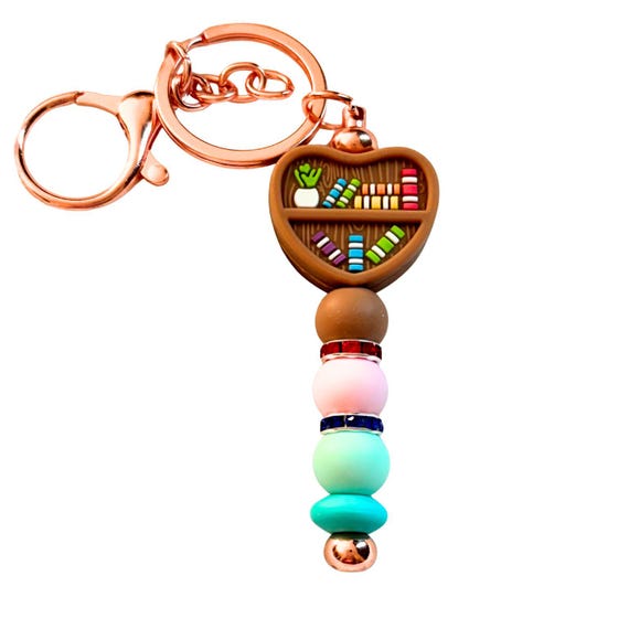 Book Lover Keychain, Silicone Beaded Keychain, Christmas, Secret Santa, Coworker Gift