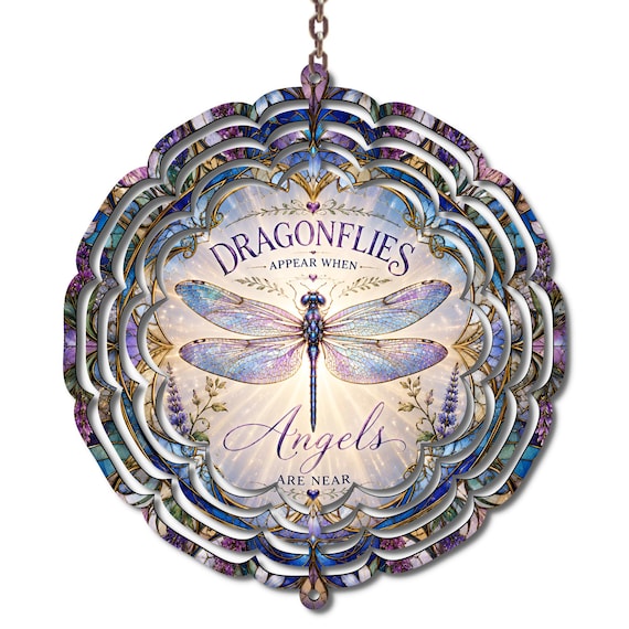 Dragonfly Wind Spinner | Dragonflies Appear When Angels Are Near | Memorial Garden Decor | Sympathy Gift | Remembrance Gift