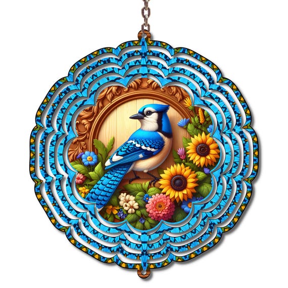 Bluebird Wind Spinner, Bird Lover Gift, Garden Wind Spinner, Sunflower Decor, Outdoor Yard Art, Spring Garden Decor