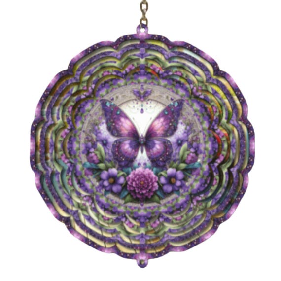 Purple Butterfly Wind Spinner, Summer Decor, Mother's Day, Mom Gift