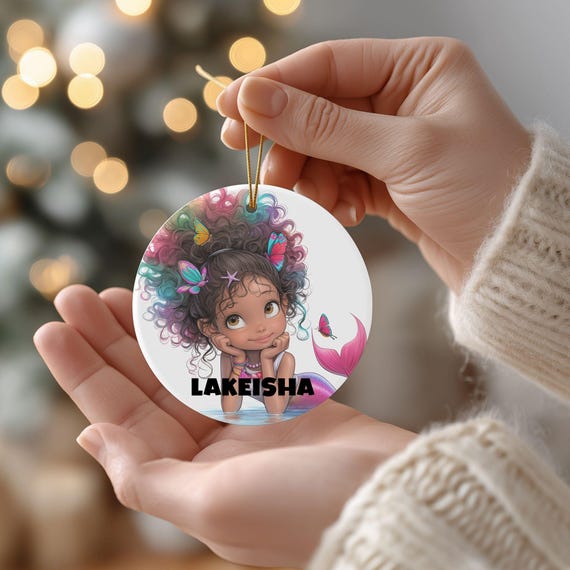 Personalized Mermaid Ornament, Custom Name Christmas Ornament, Personalized Girl Ornament, Mermaid Lover Gift, Daughter Gift